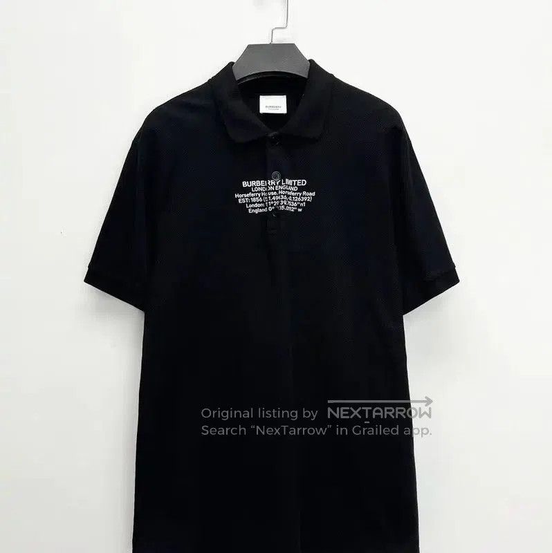 Burberry Burberry Black Embroidered Cotton Polo Shirt. Size US S / EU 44-46 / 1 - 1 Thumbnail