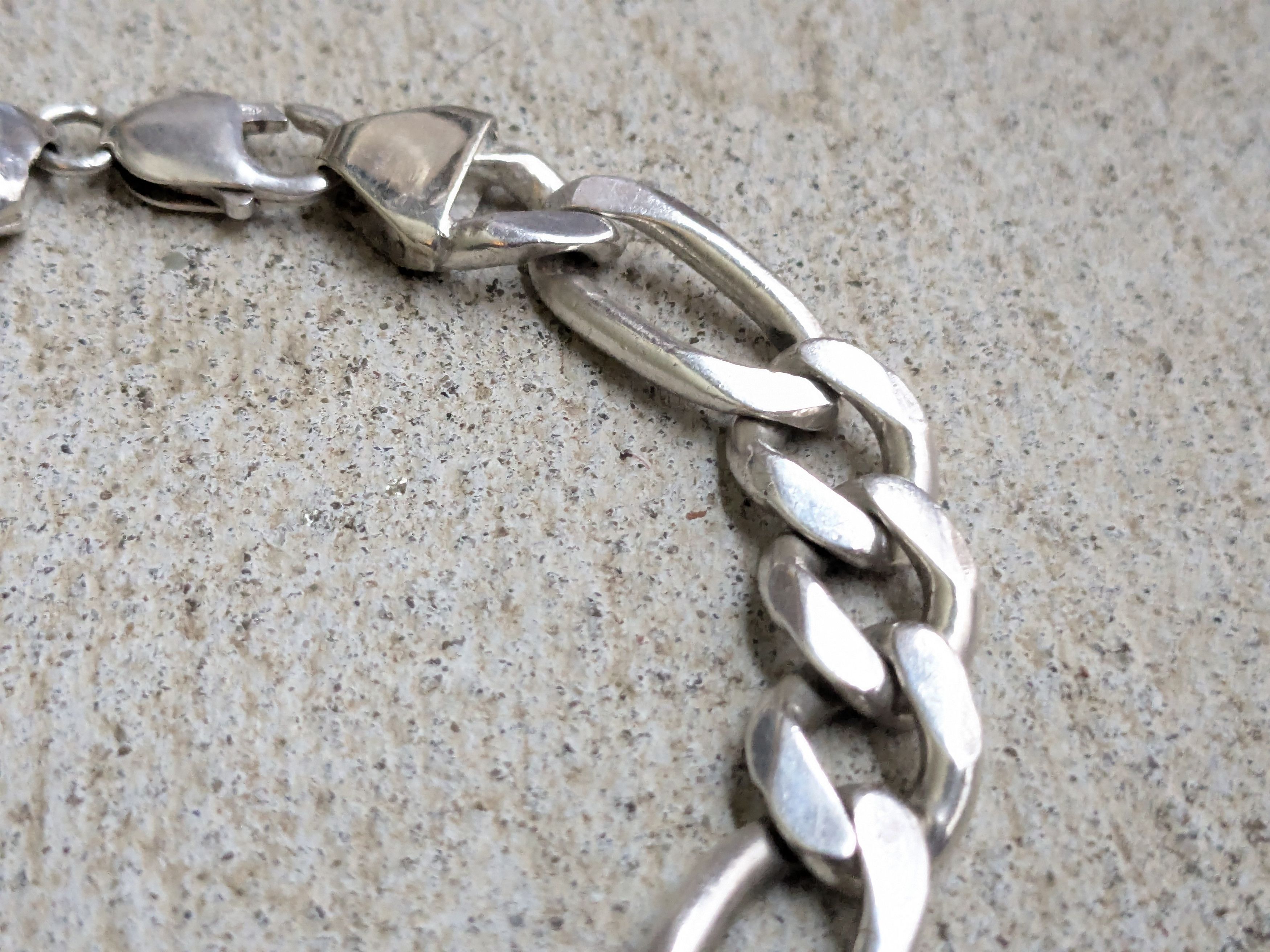 Jewelry Vintage Sterling Silver Bracelet Figaro Chunky Thick Punk Size ONE SIZE - 6 Thumbnail