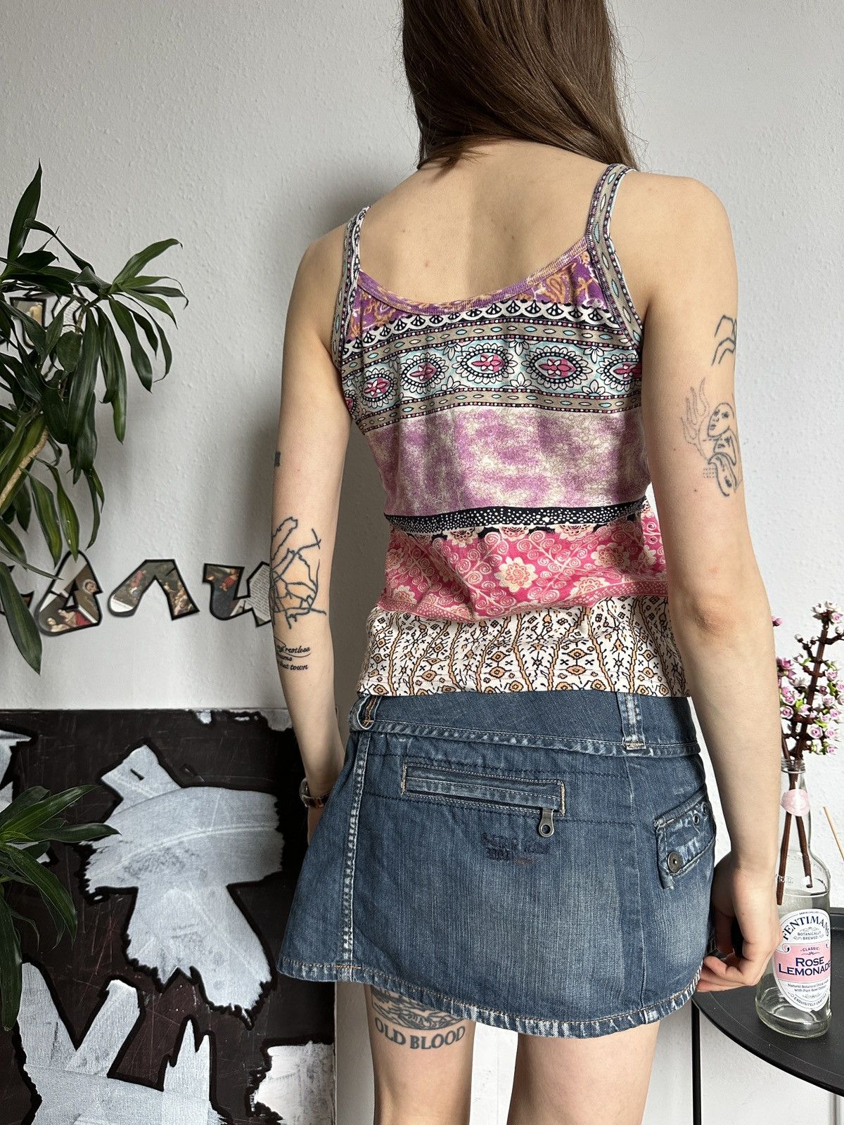 Vintage Beaded Paisley Cute Hippie Tank Top 00s Size M / US 6-8 / IT 42-44 - 7 Thumbnail