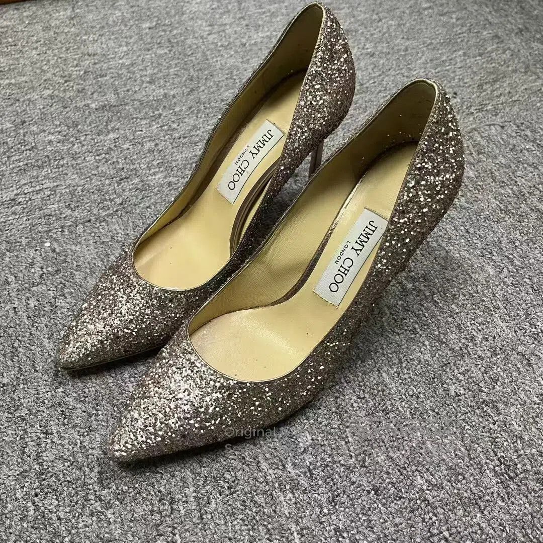 Jimmy Choo jimmy choo Flash powder fabric, pointed-toe, fine-heeled h Size US 7 / IT 37 - 1 Thumbnail
