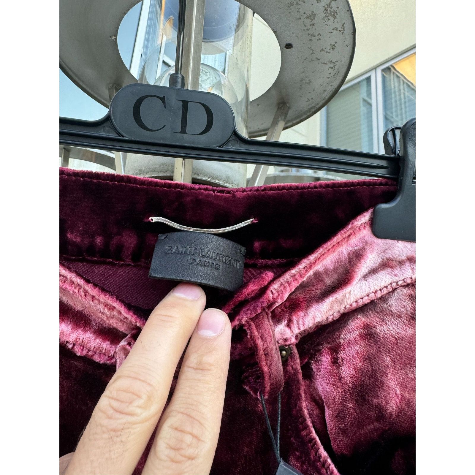 Saint Laurent Paris o1rshd1 Q:2/ Skinny 5 Pockets Velvet / Velour Pants Burgundy Size US 28 / EU 44 - 15 Thumbnail