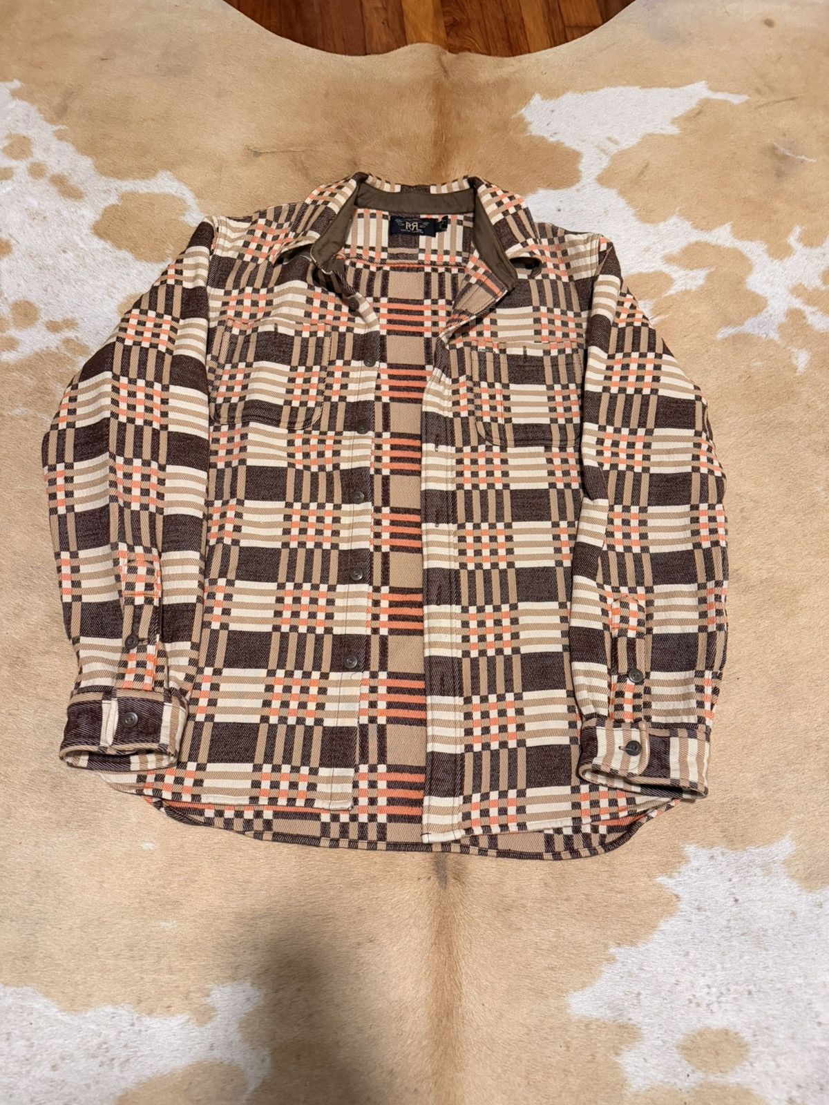 RRL Ralph Lauren Jacquard Flannel Plaid Shirt Medium NWOT