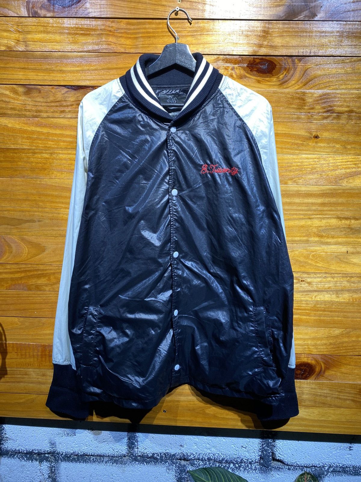 Vintage East Twenty Black & White Bomber Jacket – Retro Streetwear Size US L / EU 52-54 / 3 - 1 Thumbnail