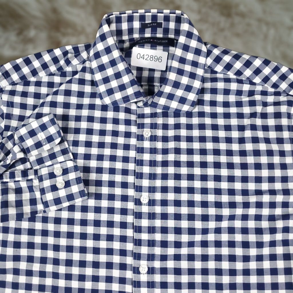 Tommy Hilfiger VINTAGE Tommy Hilfiger Shirt Mens Medium Blue Check Casual Button Up Long Sleeve Size US M / EU 48-50 / 2 - 1 Thumbnail