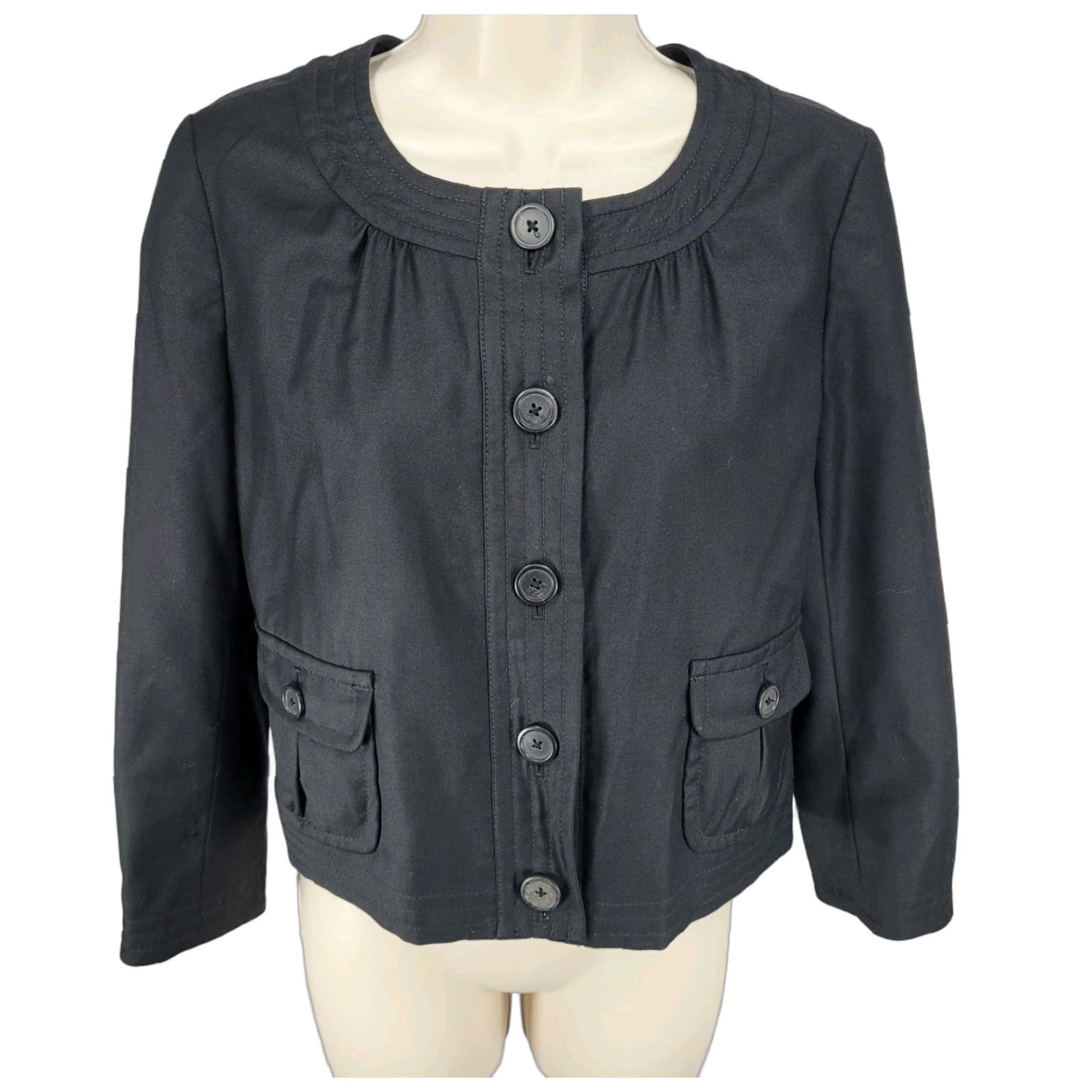 J.Crew J.CREW Black 100% Wool Super 120's Lightweight Buttoned Lined Jacket Size 4 Ladies Short Sleeve Long Sleeve Size S / US 4 / IT 40 - 1 Thumbnail