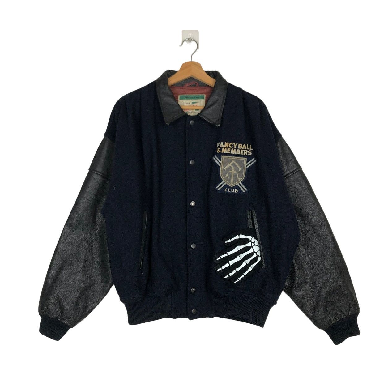 Japanese Brand 🔥VINTAGE LEATHER VARSITY JACKET FANCY BALL SPELLOUT BIGLOGO Size US L / EU 52-54 / 3 - 2 Thumbnail