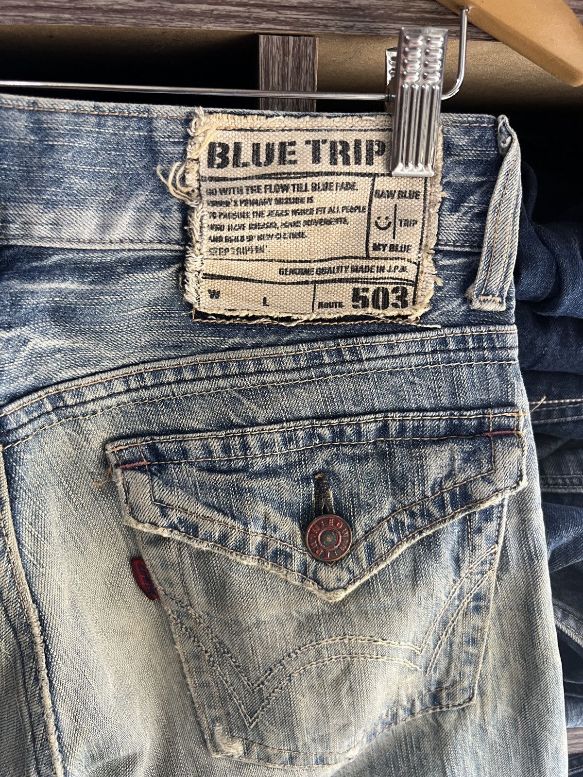 Edwin 🔥Vintage Edwin Blue Trip Distressed Denim Size US 32 / EU 48 - 16 Thumbnail
