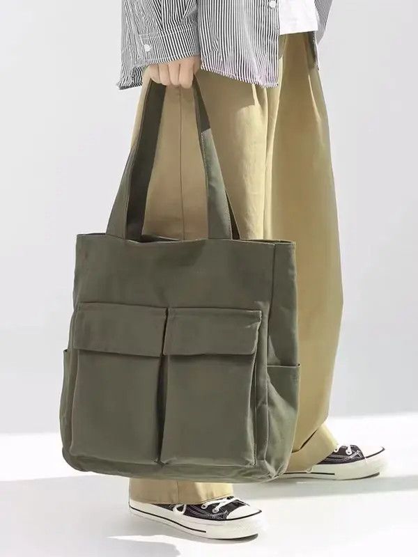 Japanese Brand Fashion canvas tote bag with pocket vintage Size ONE SIZE - 1 Thumbnail