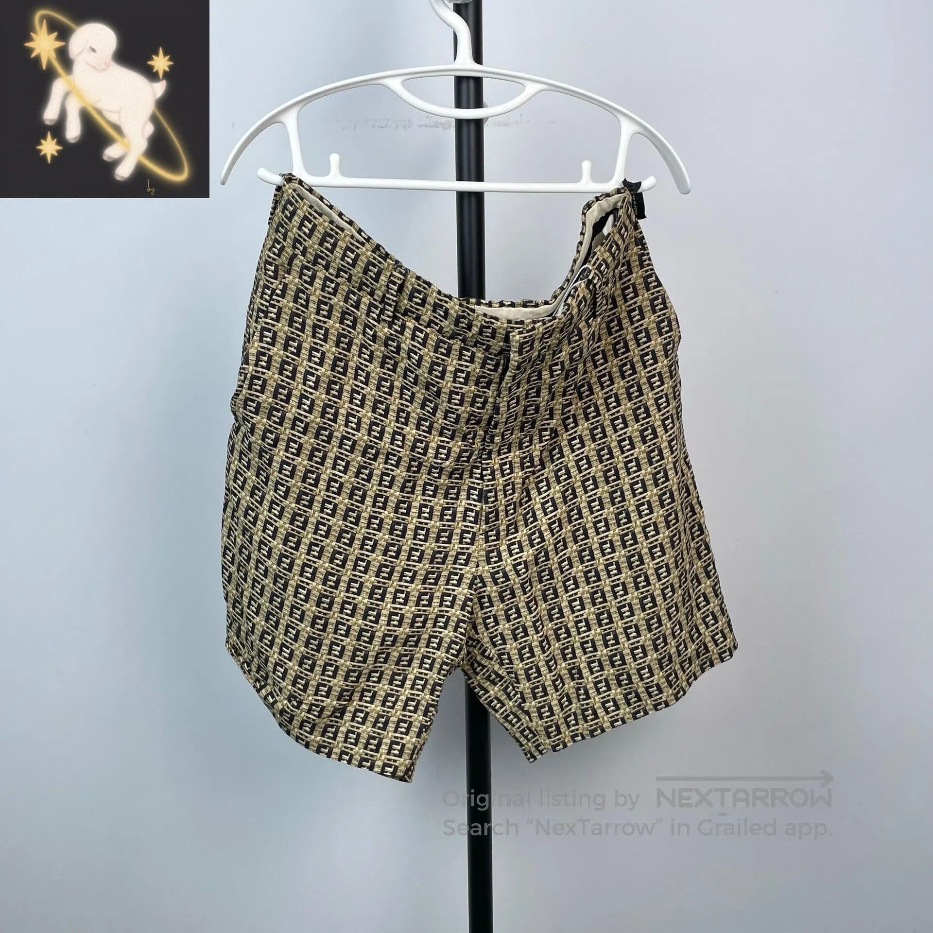 Fendi FENDI Beige and brown twill double F logo print short pant Size US 32 / EU 48 - 1 Thumbnail