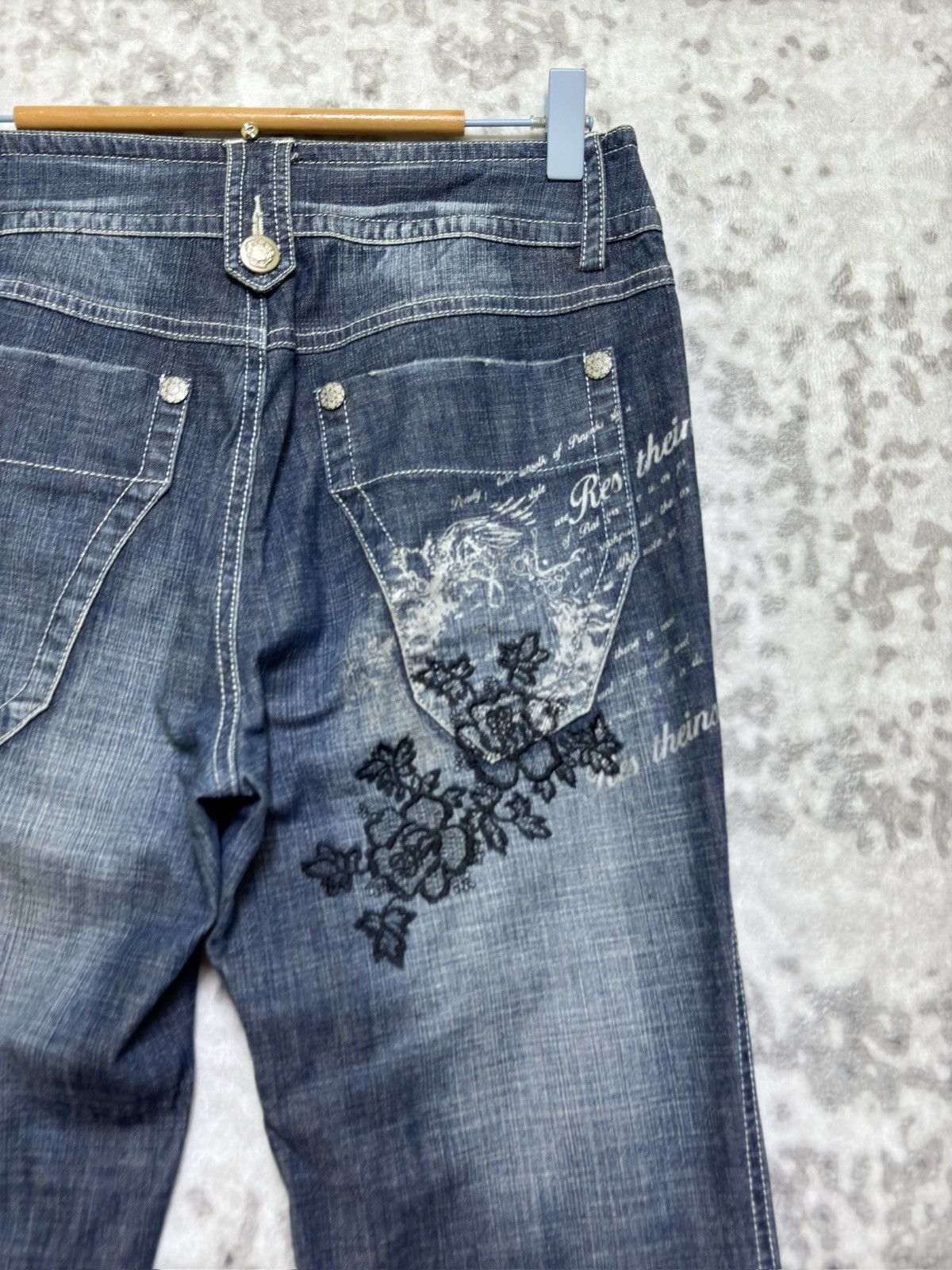 Hysteric Glamour Y2K TORNG BJH Flared Poem Embroidery Unique Pocket Denim Size US 28 / EU 44 - 10 Thumbnail