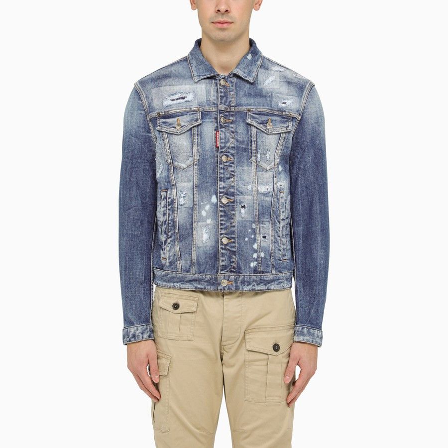 image of Dsquared2 O1D2Blof0324 Denim Jacket In Blue, Men's (Size Medium)