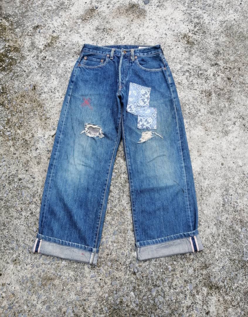 Big John × Japanese Brand Big John Made In Japan Patchwork Selvedge Baggy Jeans Size US 28 / EU 44 - 1 Thumbnail