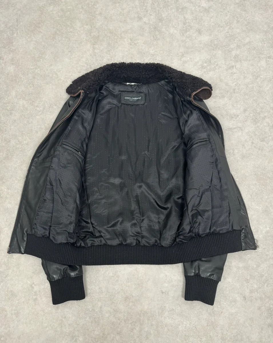 Dolce & Gabbana 2000s Dolce & Gabbana Aviator Black Shearling Collar Leather Jacket Size US M / EU 48-50 / 2 - 7 Thumbnail