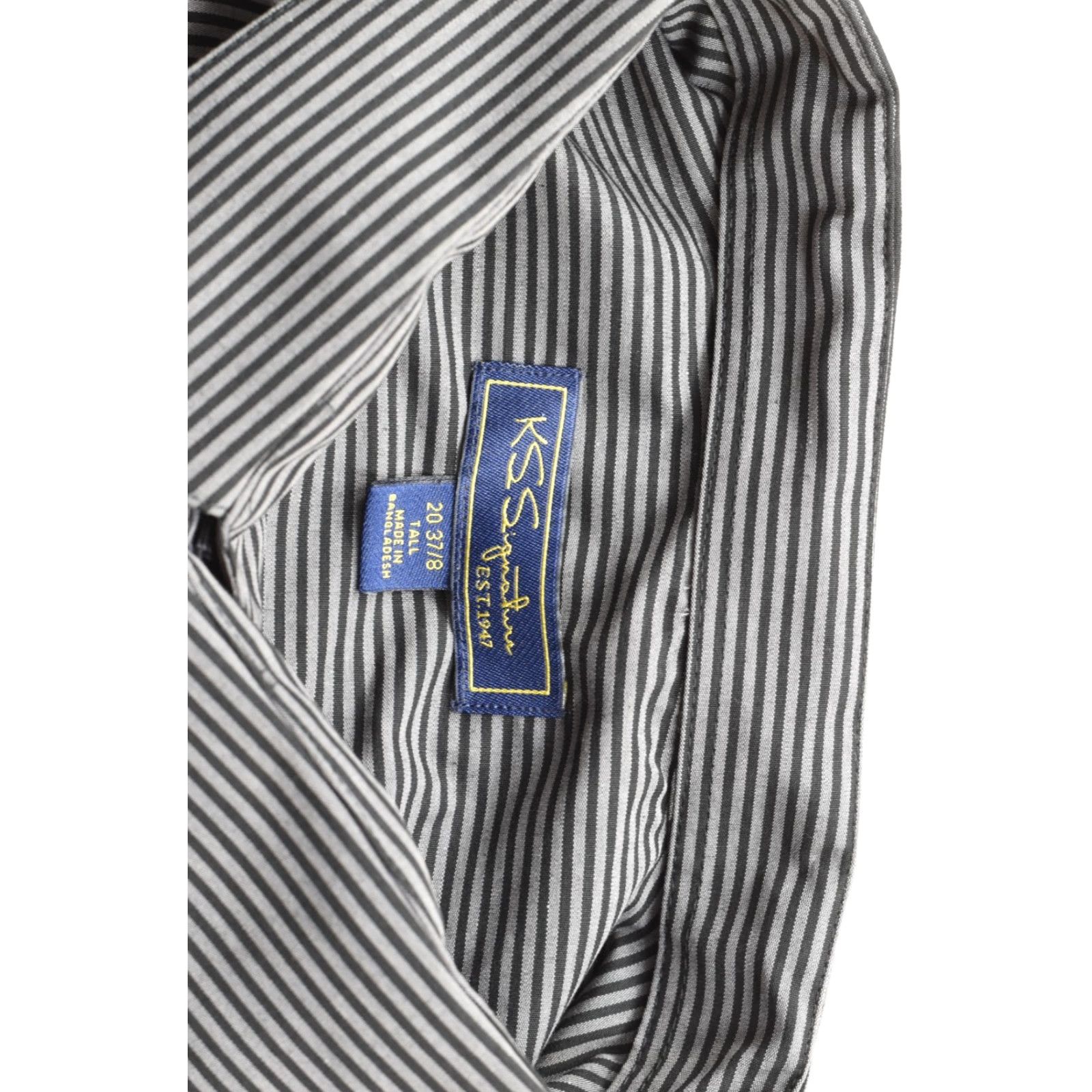 Vintage KSS Signature Shirt Men 20 37/8 Tall Button-Down Black Gray Striped Cotton Blend Dress Shirt Mens Big & Tall Size US XXL / EU 58 / 5 - 8 Thumbnail