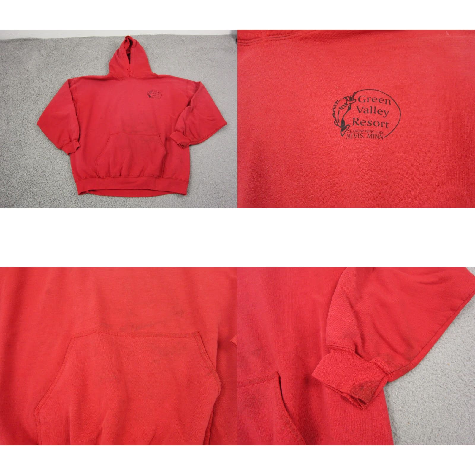 Vintage VINTAGE Eagle Bear Wolf Hoodie Mens XL Red 90s Pullover Sweatshirt Size US XL / EU 56 / 4 - 9 Thumbnail