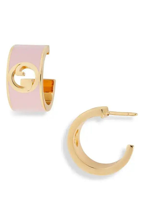 Gucci oc11z0126 Size: OS / Blondie Enamel Hoop Earrings In Pink Size ONE SIZE - 1 Thumbnail