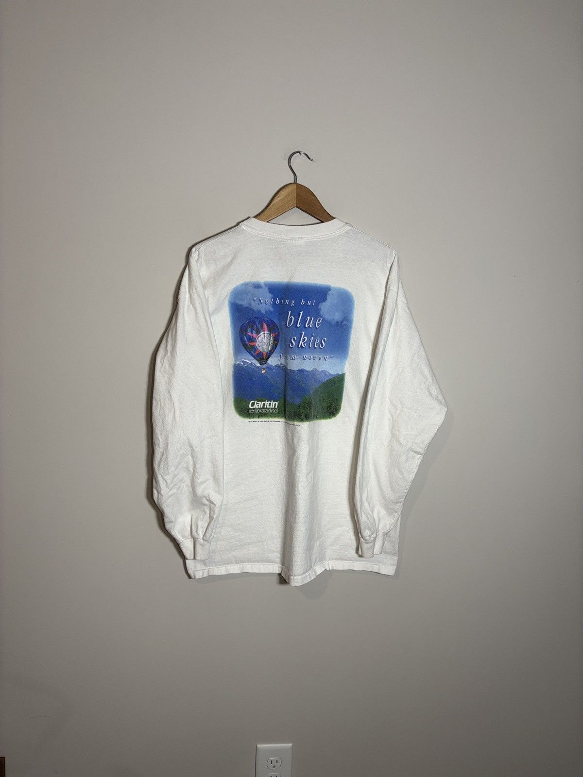 Hanes Vtg Claritin Blue Skies RX Pharmacy Prescription Long Sleeve Size US XL / EU 56 / 4 - 1 Thumbnail