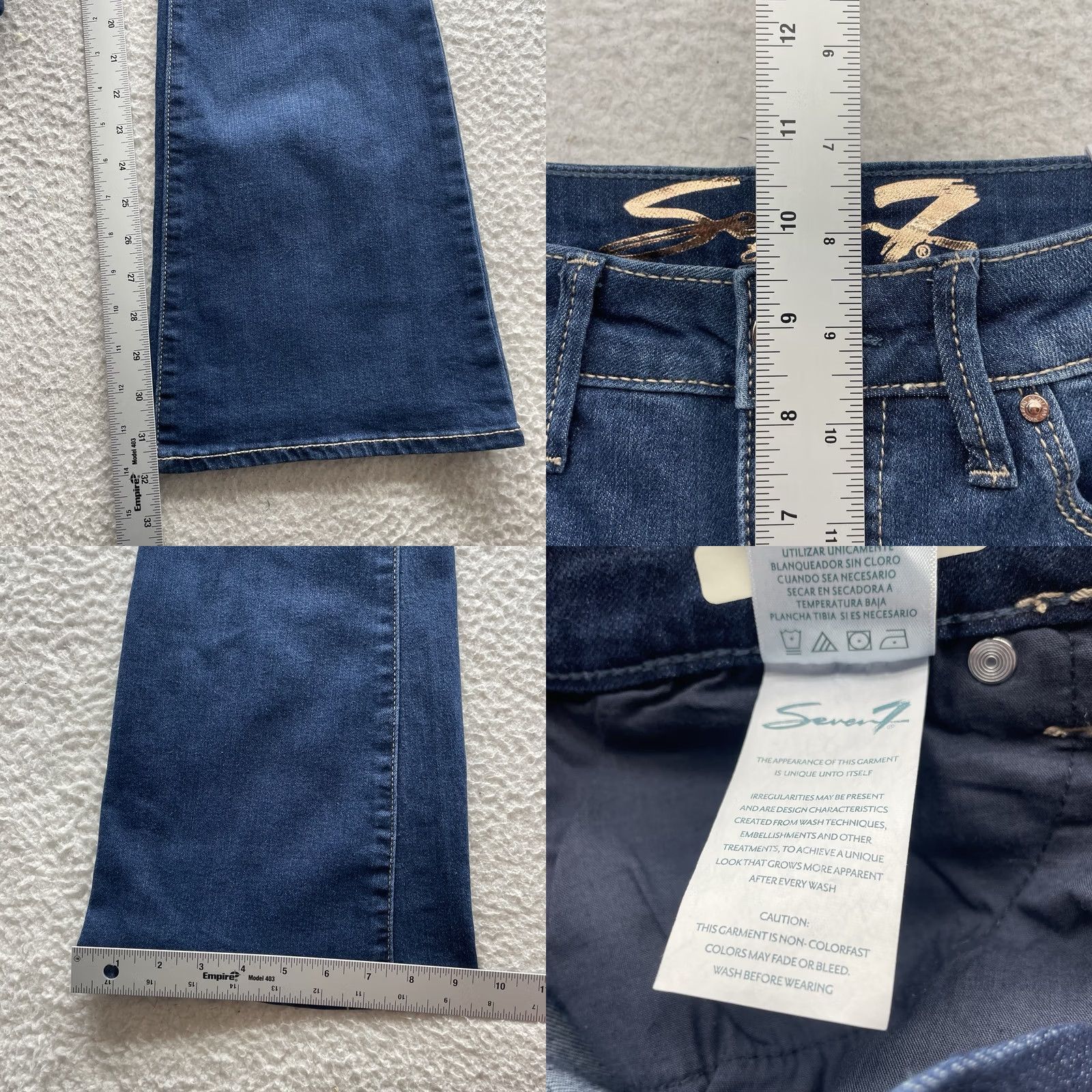 Vintage Seven7 Jeans Slim Flared Denim Blue 28x32 High Rise Women's Jeans 28 Waist 32 Inseam Distressed? No. Size 26" / US 2 / IT 38 - 9 Thumbnail