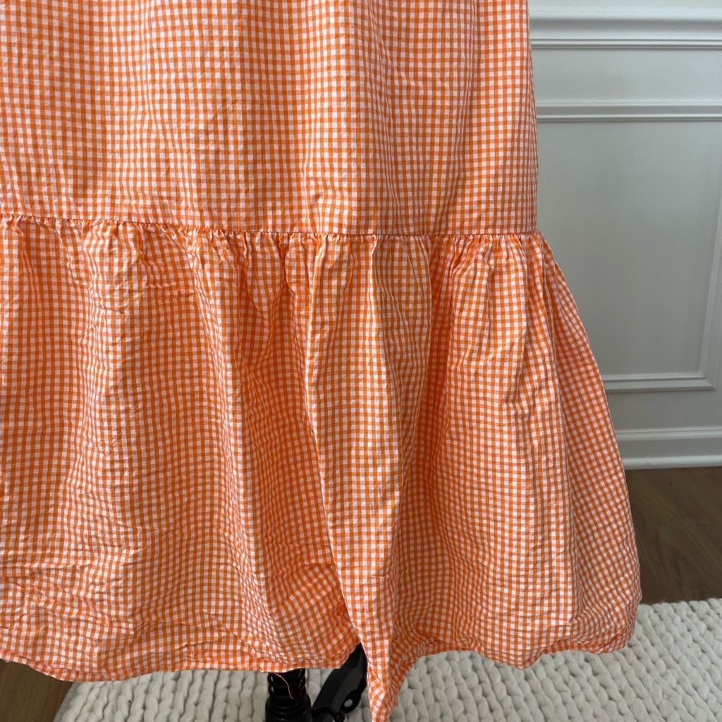 Other Sim & Sam Nordstrom Orange Gingham Micro Check Bare Midriff Size L / US 10 / IT 46 - 4 Thumbnail