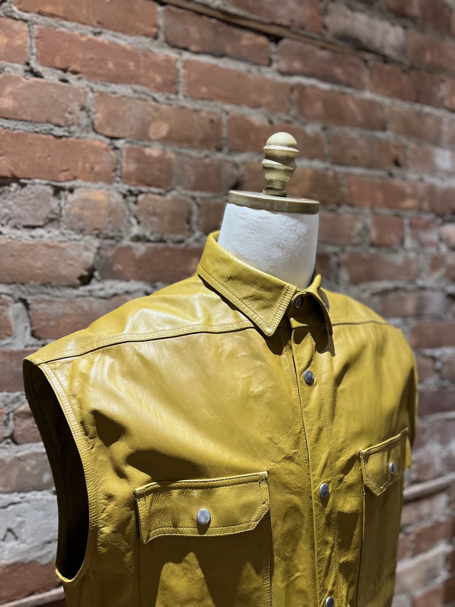 Rick Owens Rick Owens Mustard Yellow Leather Vest – SS22 Fogachine Size US M / EU 48-50 / 2 - 2 Thumbnail