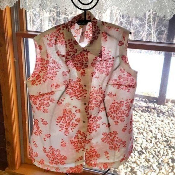 Vintage Alex Colman Vintage Sportwear Sz. 18 White & Peach Floral Sl Size XL / US 12-14 / IT 48-50 - 1 Thumbnail