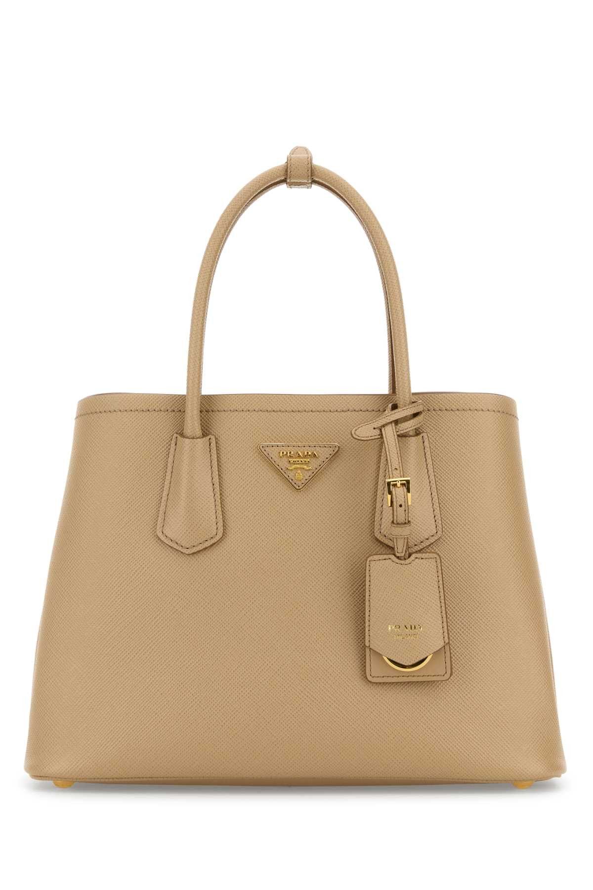Sand Leather Small Double Handbag