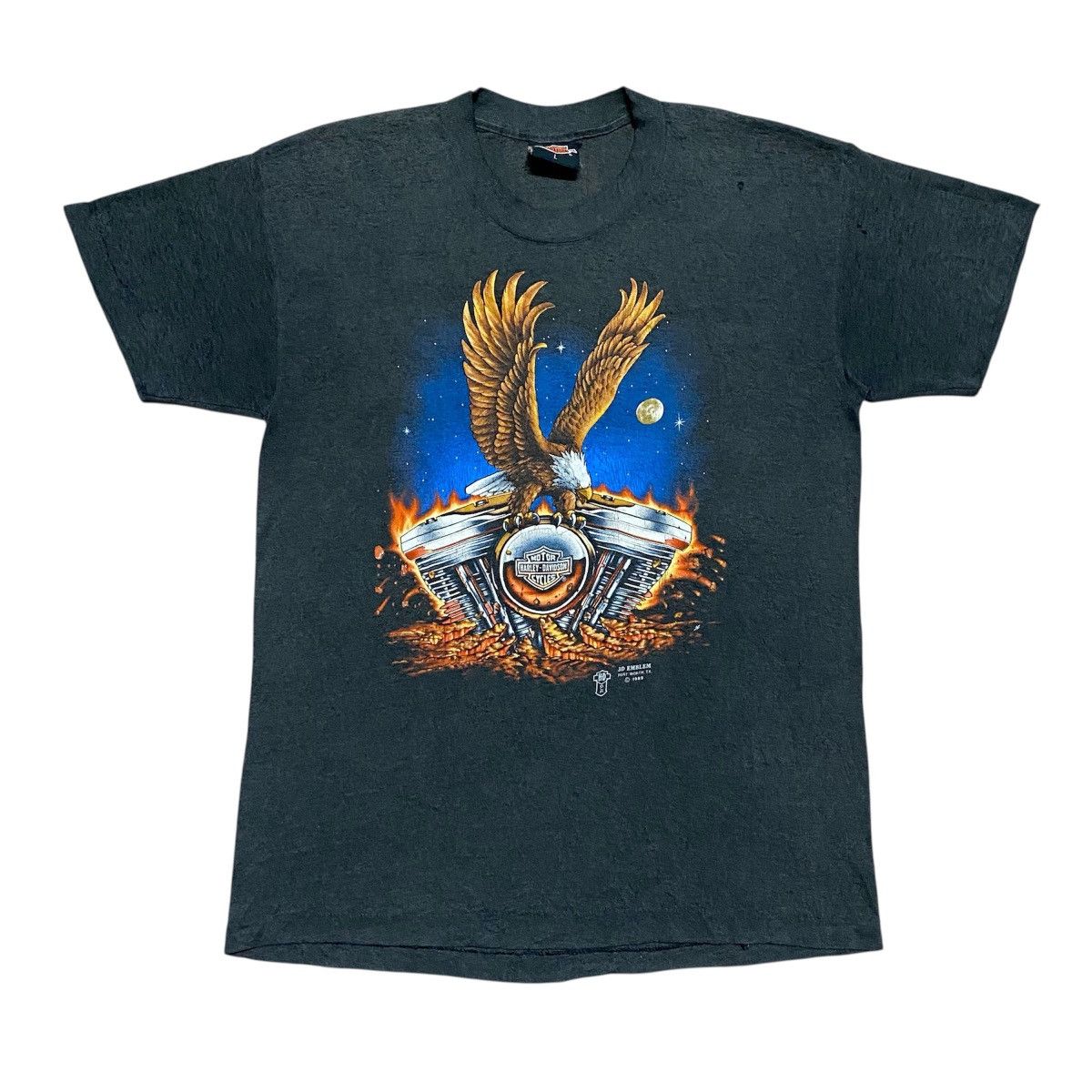 Harley Davidson Rare‼️🔥Vintage 3D Emblem Harley Davidson Eagle Engine T-Shirt Size US M / EU 48-50 / 2 - 1 Thumbnail