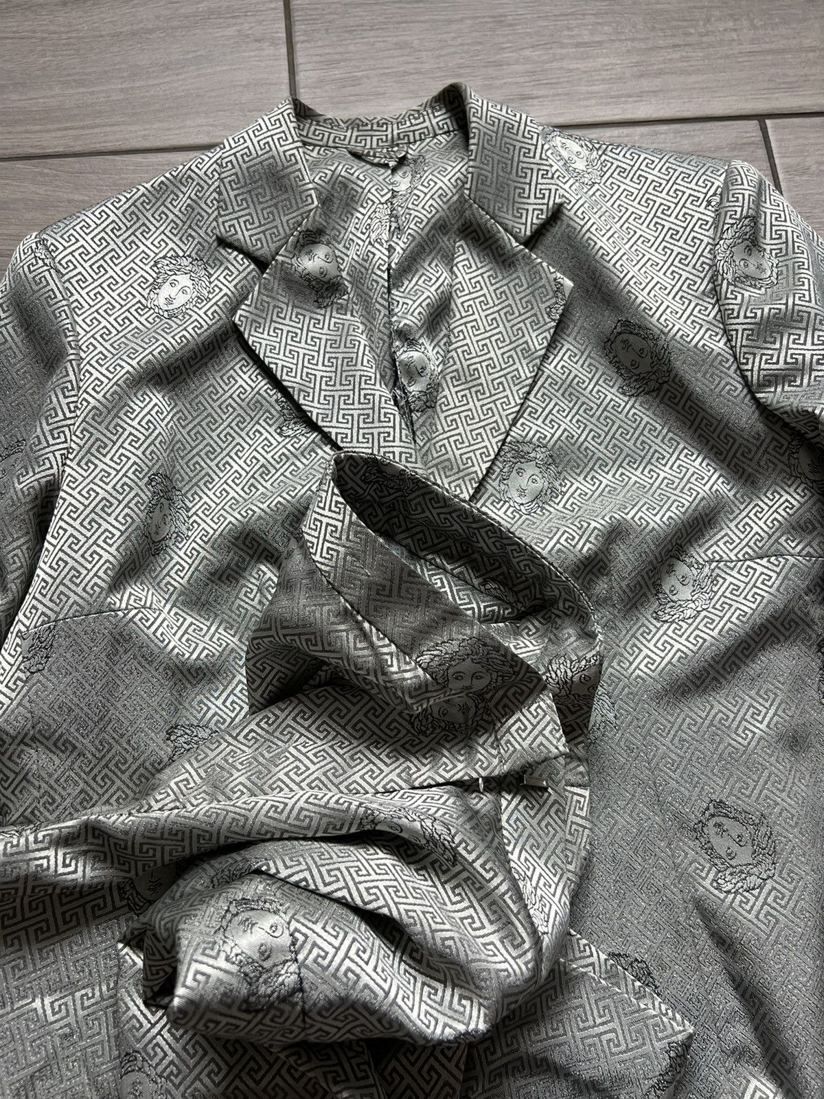 Versace Vintage Versace Blazer Pants Suits Monogram Archive Silver Size L / US 10 / IT 46 - 10 Thumbnail