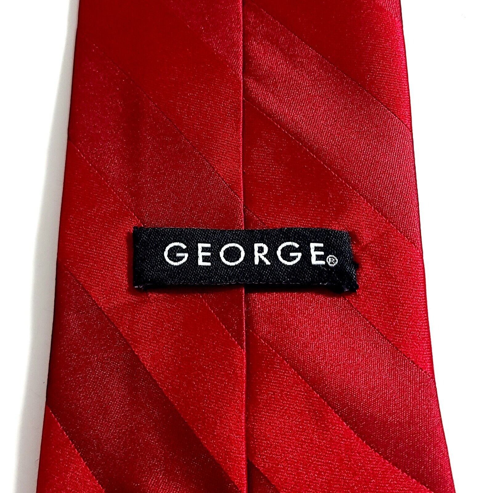 George George Red Striped Woven Silk Tie Size ONE SIZE - 3 Thumbnail