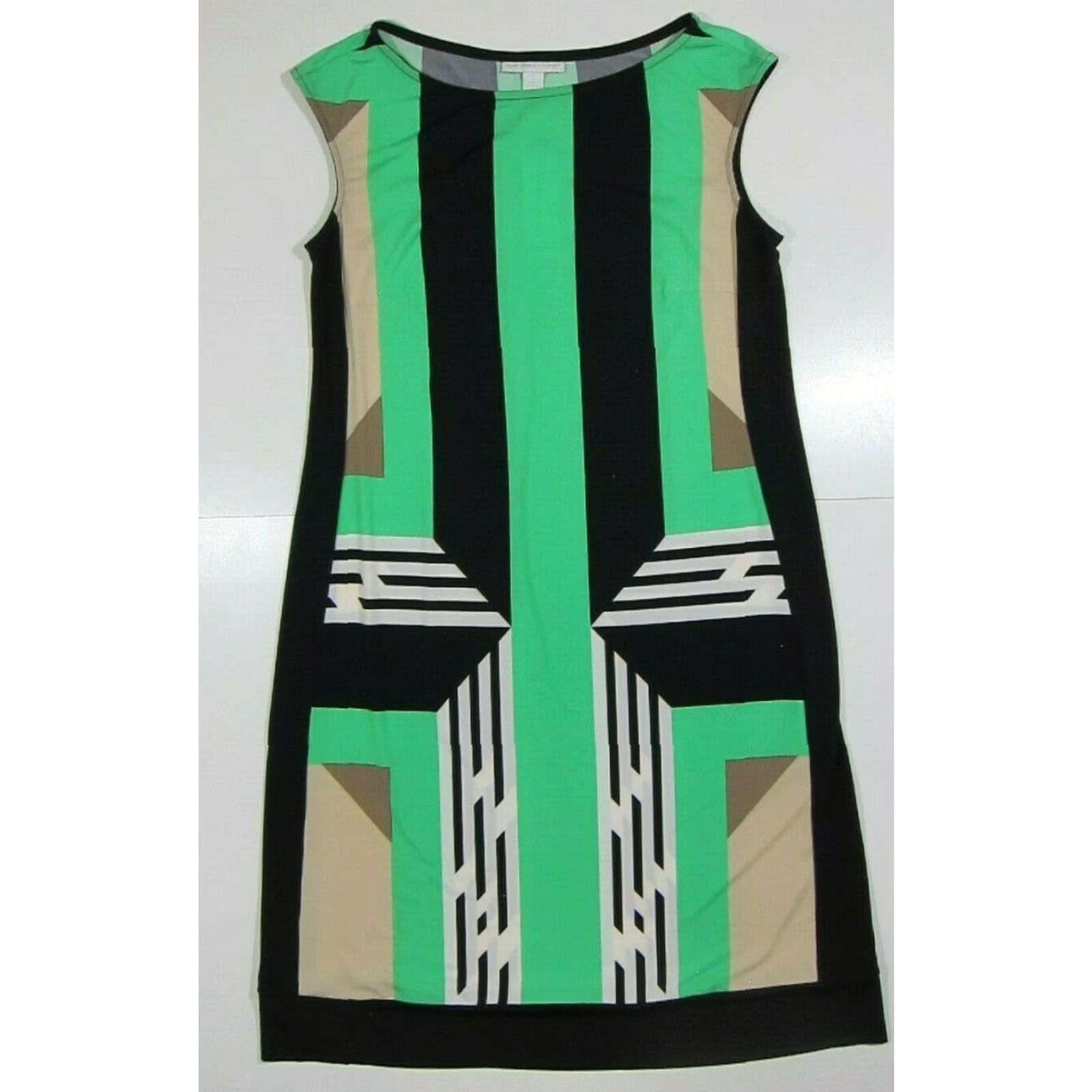Vintage NWT New York & Company Green Black Brown White Stretch Pencil Dress Women XS Size XS / US 0-2 / IT 36-38 - 7 Thumbnail