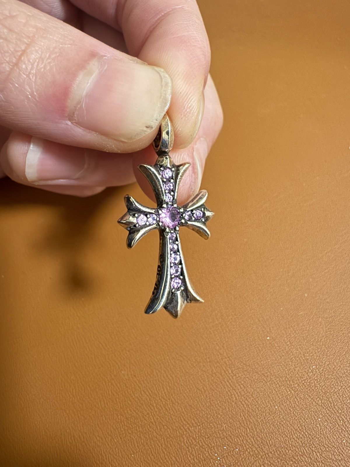 Chrome Hearts Brand New Chrome Hearts Tiny Cross Pave Pink Sapphire Size ONE SIZE - 1 Thumbnail