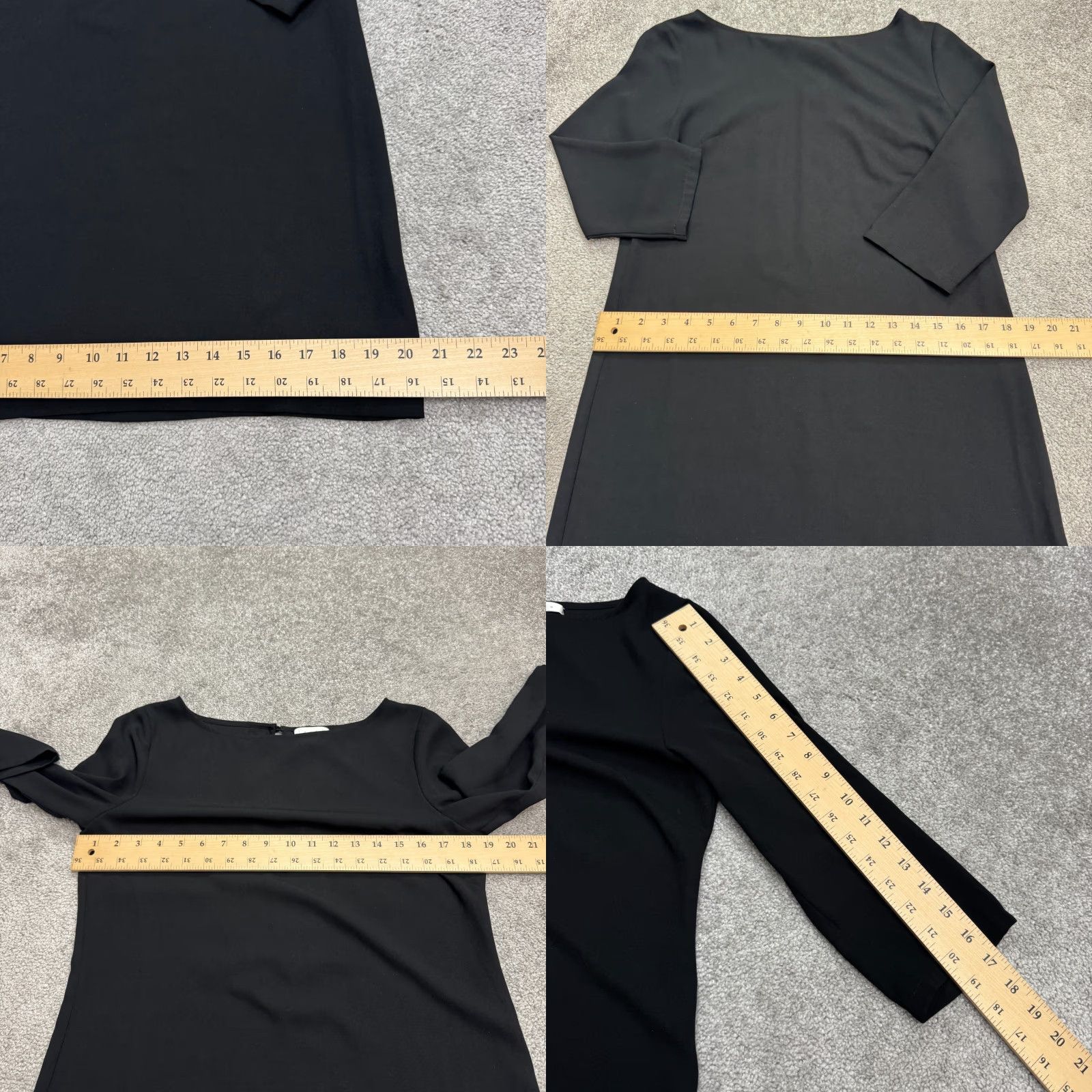 Vintage Leith Dress Womens Small Black Knee Length 3/4 Sleeve Boat Neck Shift Classic Vintage No Size S / US 4 / IT 40 - 8 Thumbnail