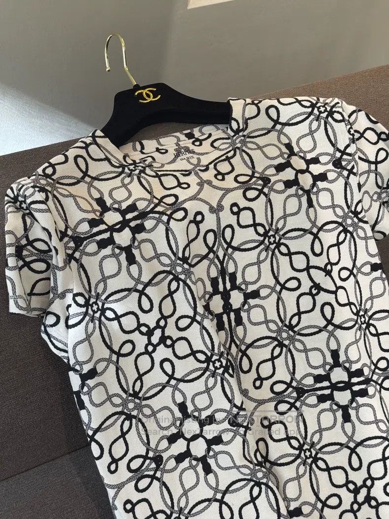 Hermes Hermes Black, White, and Gray Rope Print T-shirt Dress Size S / US 4 / IT 40 - 2 Thumbnail