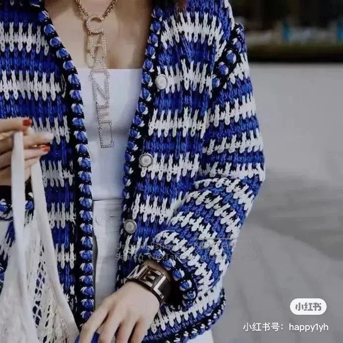 Chanel Chanel 21C blue and white striped knitted cardigan jacket Size XS / US 0-2 / IT 36-38 - 9 Thumbnail