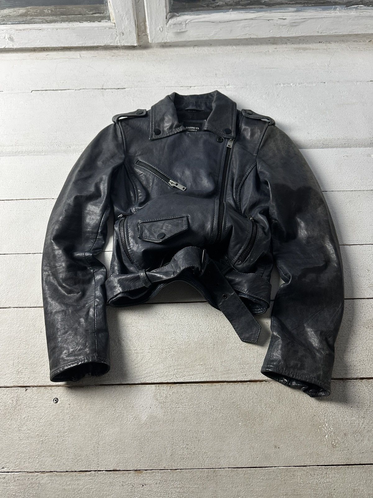 Other 🚨Y2K RICK OWENS TYPE DIRTY SLIM FIT ZIP LEATHER JACKET Size S / US 4 / IT 40 - 1 Thumbnail