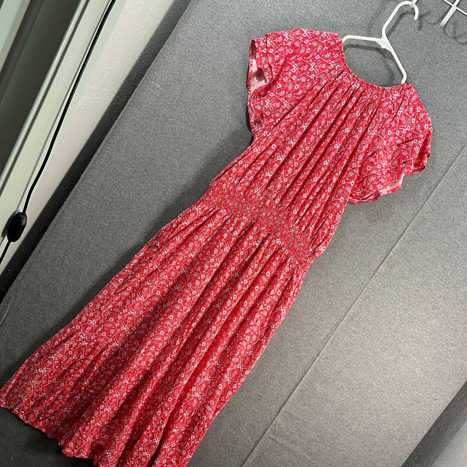 Other Destination 365 Short-Sleeve Midi Dress with Smo Red Size S / US 4 / IT 40 - 2 Thumbnail