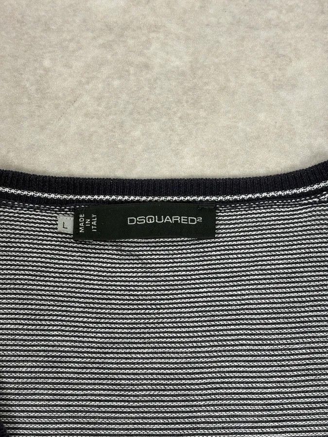 Dsquared2 SS2011 Dsquared2 Navy & White Wool Striped Cardigan Size US M / EU 48-50 / 2 - 10 Thumbnail