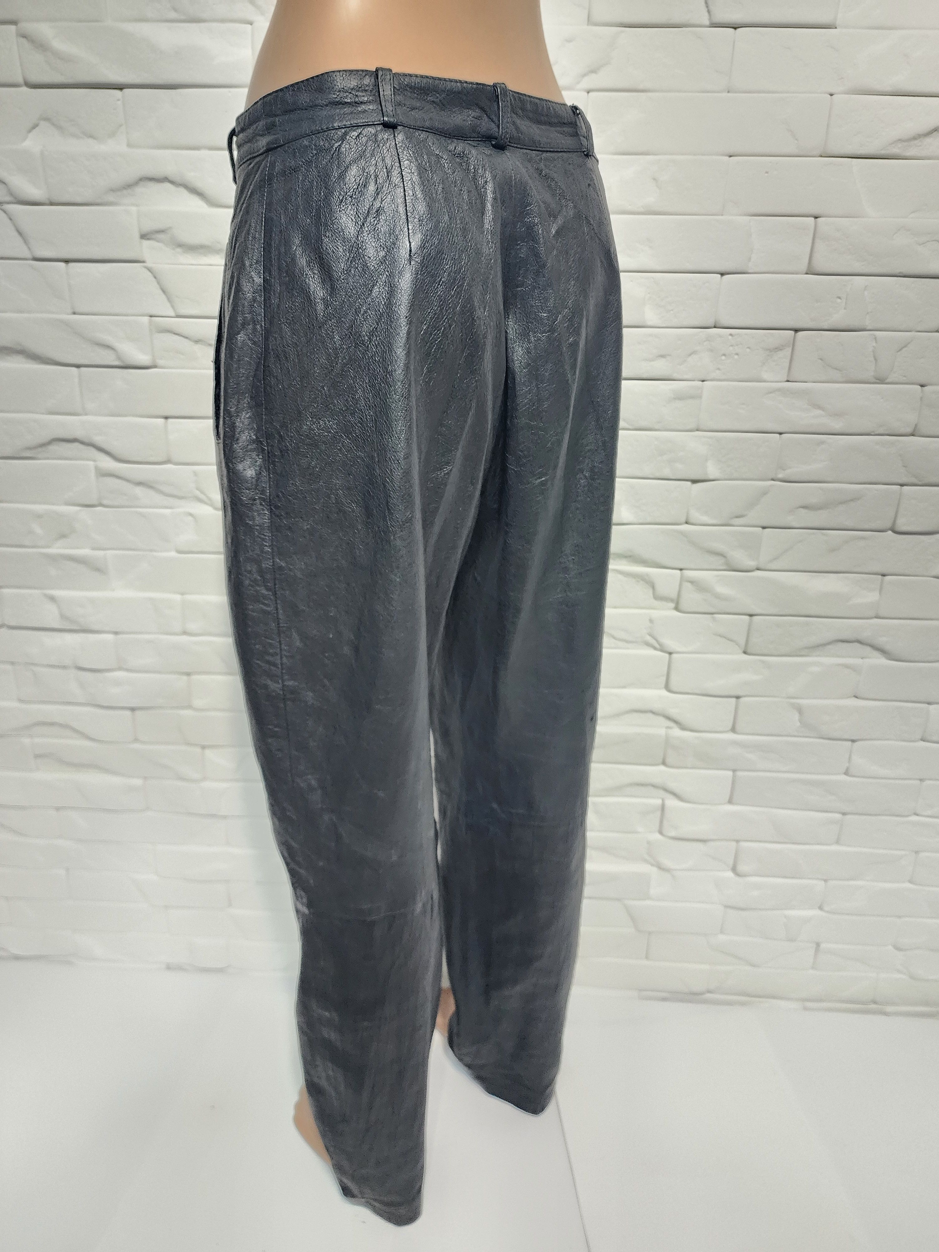 Genuine Leather Vintage Black Leather Pants: Men's Soft Leather Trousers Size US 29 - 7 Thumbnail