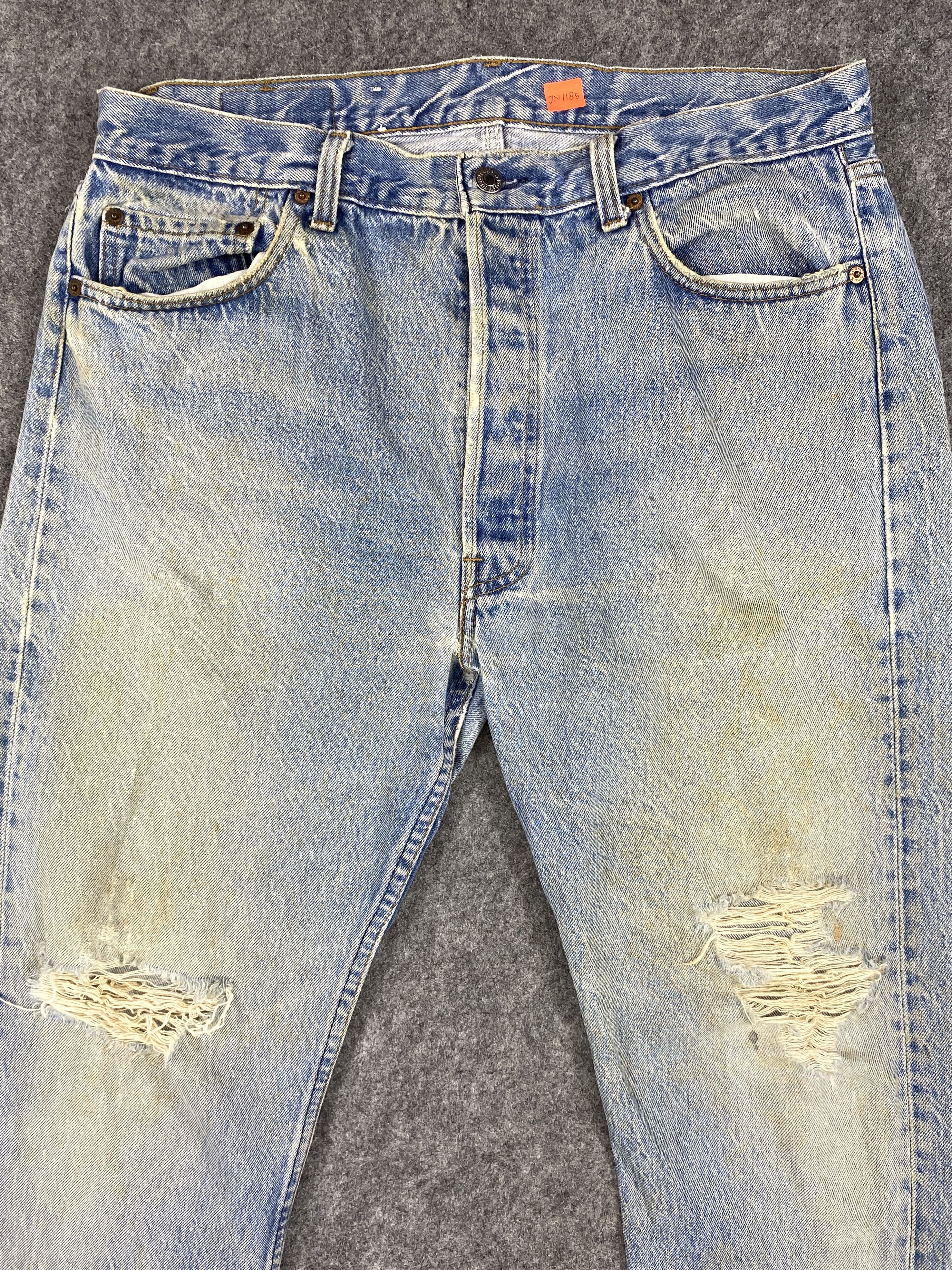 Levi's 80s Light Wash Vintage Levi's 501 35x28.5 Denim -JN1185 Size US 35 - 3 Thumbnail
