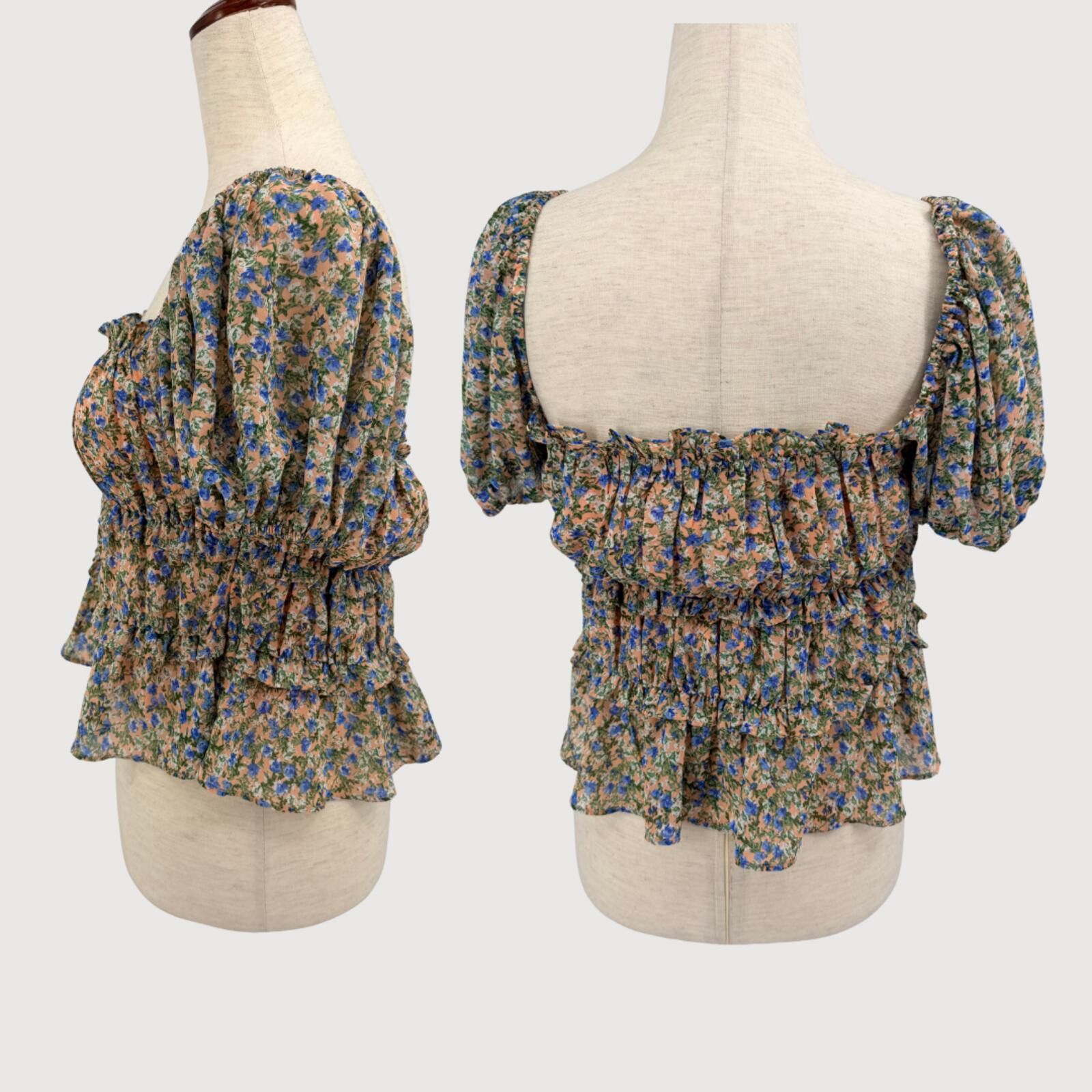 Other Revolve ASTR The Label Floral Smocked Puff Sleeve Blouse XS Size XS / US 0-2 / IT 36-38 - 3 Thumbnail