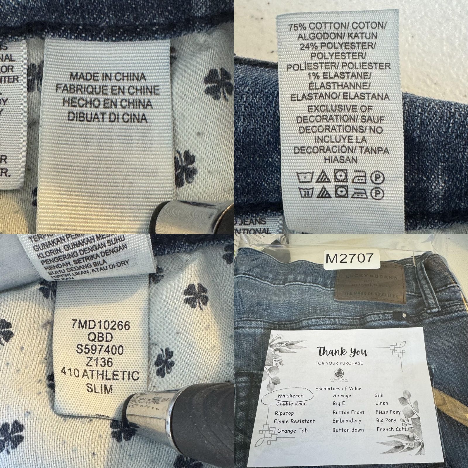 Lucky Brand Lucky Brand Jeans Mens 40x30 Blue 410 Athletic Slim Whiskered Medium Wash Denim Shirt? Size US 40 / EU 56 - 8 Thumbnail