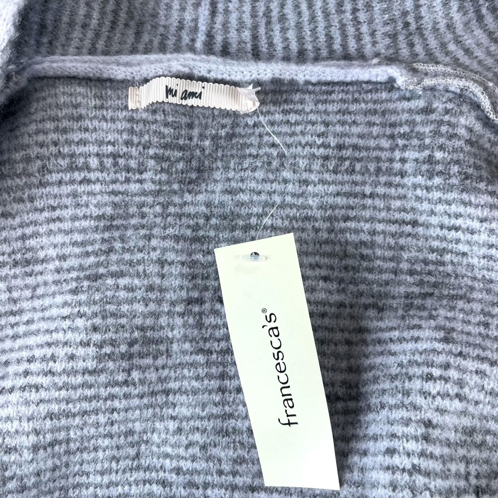Vintage Francesca's Cardigan Sweater Womens S Gray Leopard Knit Open Front Pockets Size S / US 4 / IT 40 - 2 Thumbnail