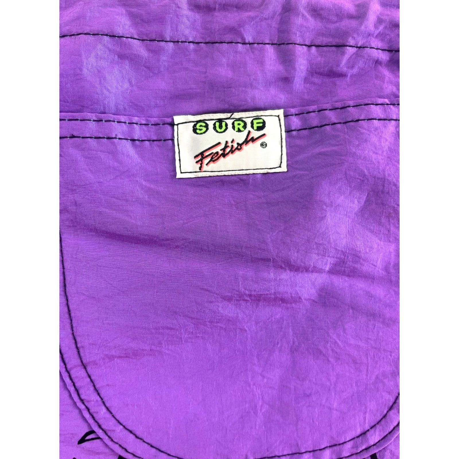 Vintage VINTAGE Surf Fetish Pant Men L Wide-Leg Aztec Animal Snake Tribal Purple Black Nylon Capri Front Flat Drawstring Zip Size US 33 - 6 Thumbnail