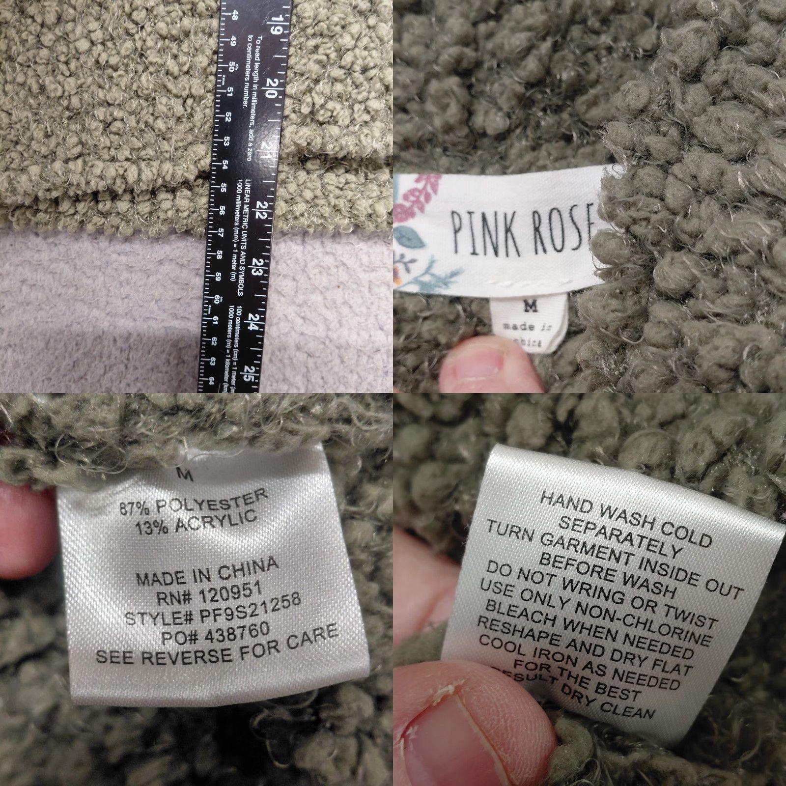 Vintage Pink Rose Knit Crop Sweater Women’s Size Medium Sage Green Mock Neck Long Sleeve Pullover Size M / US 6-8 / IT 42-44 - 8 Thumbnail