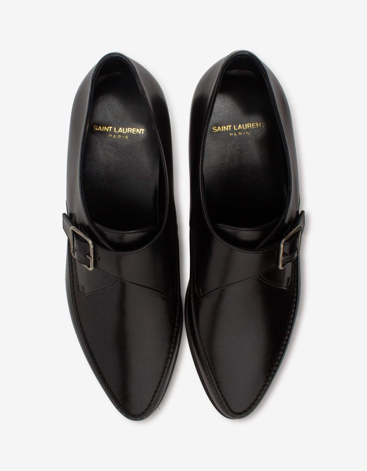 Saint Laurent Paris o1s1wg110825 632491 Marceau Monk Strap Leather Shoes Black Size US 8 / EU 41 - 4 Thumbnail