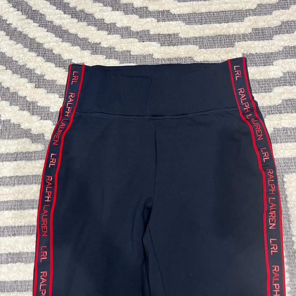 Lauren Ralph Lauren LRL Ralph Lauren Navy Silicone Red Logo Striped LEGGINGS Size 36" / US 14 / IT 50 - 2 Thumbnail