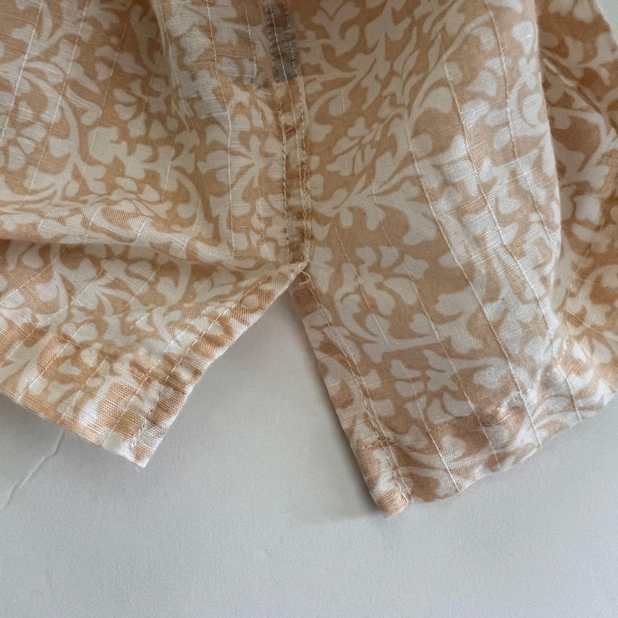 Tasso Elba Tasso Elba Mens XXL Short Sleeve Beige Floral Linen Cotton B Size US XXL / EU 58 / 5 - 9 Thumbnail