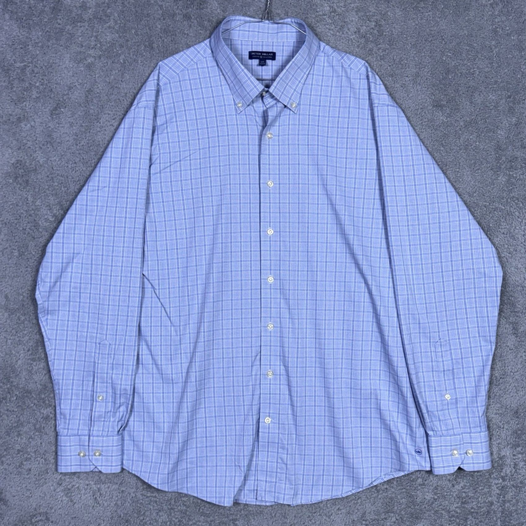 Peter Millar Peter Millar Crown Crafted Shirt Mens XXL Pinetop Performance Sport Windowpane Blue Size US XXL / EU 58 / 5 - 3 Thumbnail