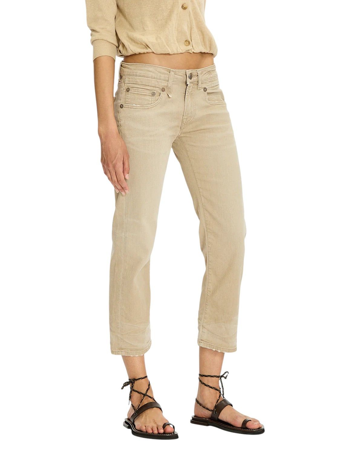 BOY STRAIGHT 29 Khaki Stretch Denim Cropped Ankle 86309