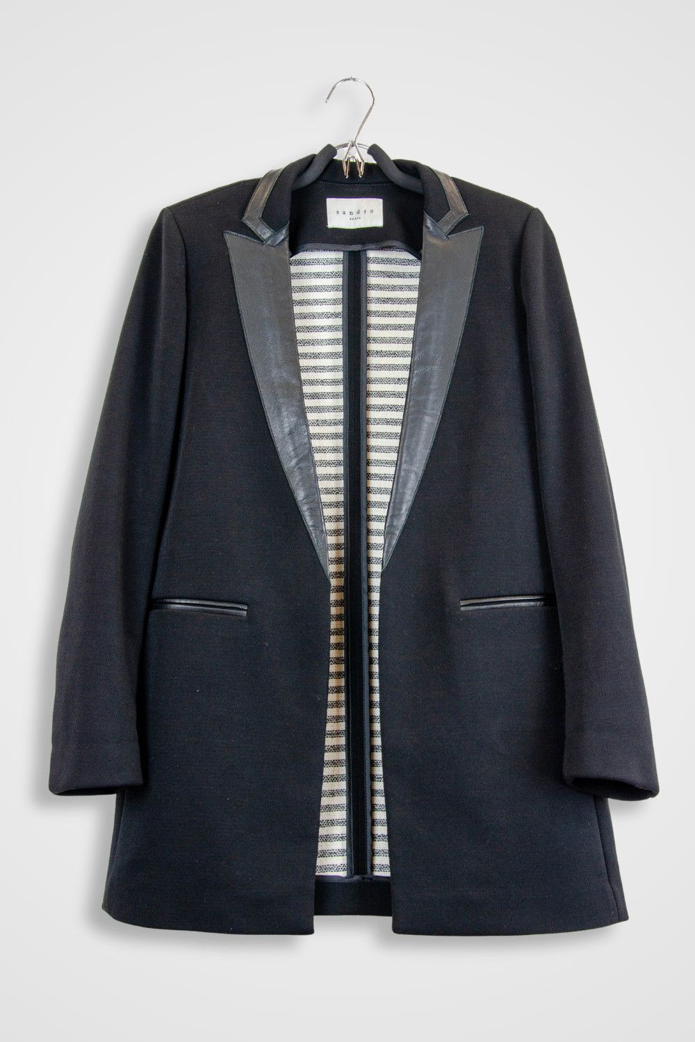 Sandro Sandro Leather Trim Blazer – Size 36 Size XS / US 0-2 / IT 36-38 - 1 Thumbnail
